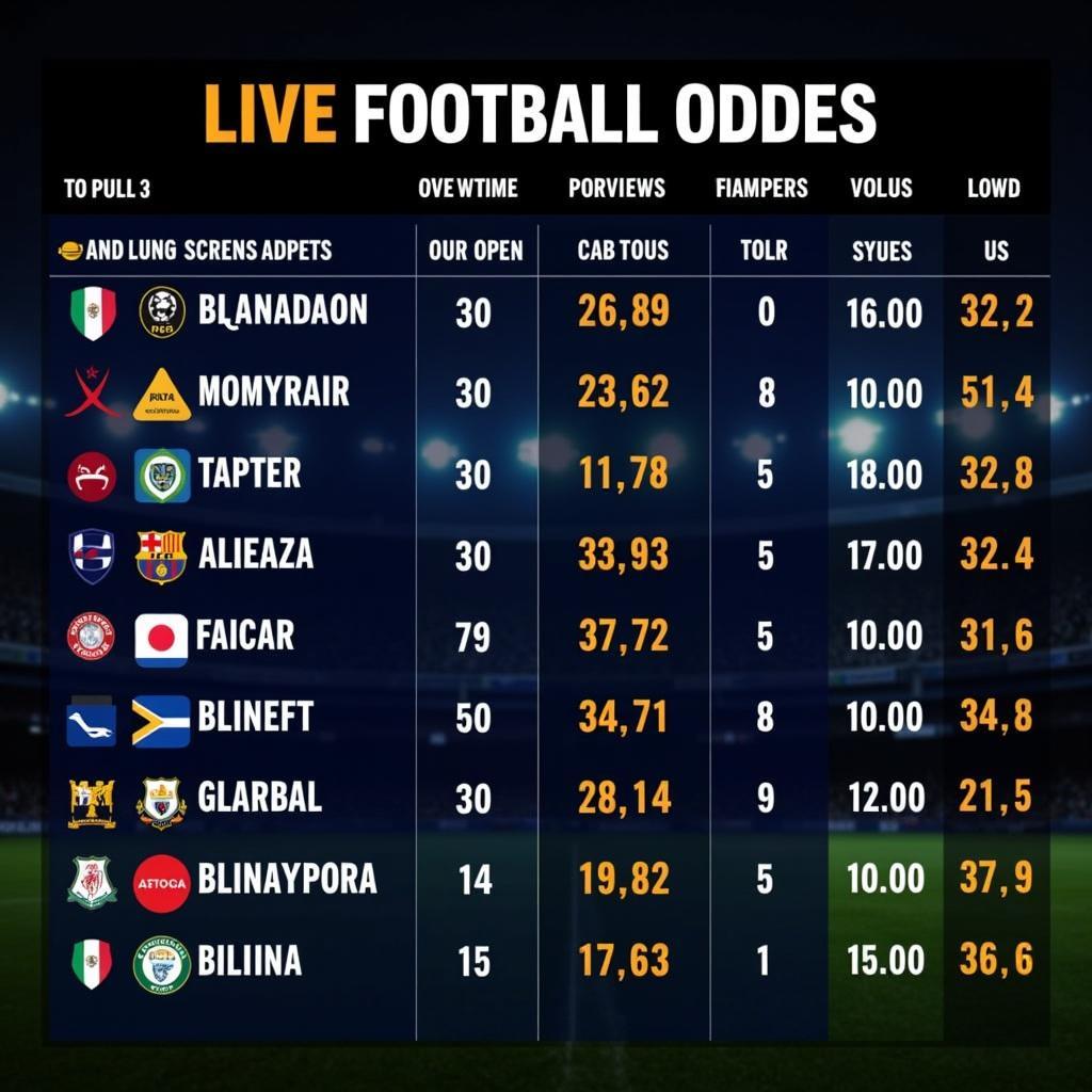 Football Betting Odds Board