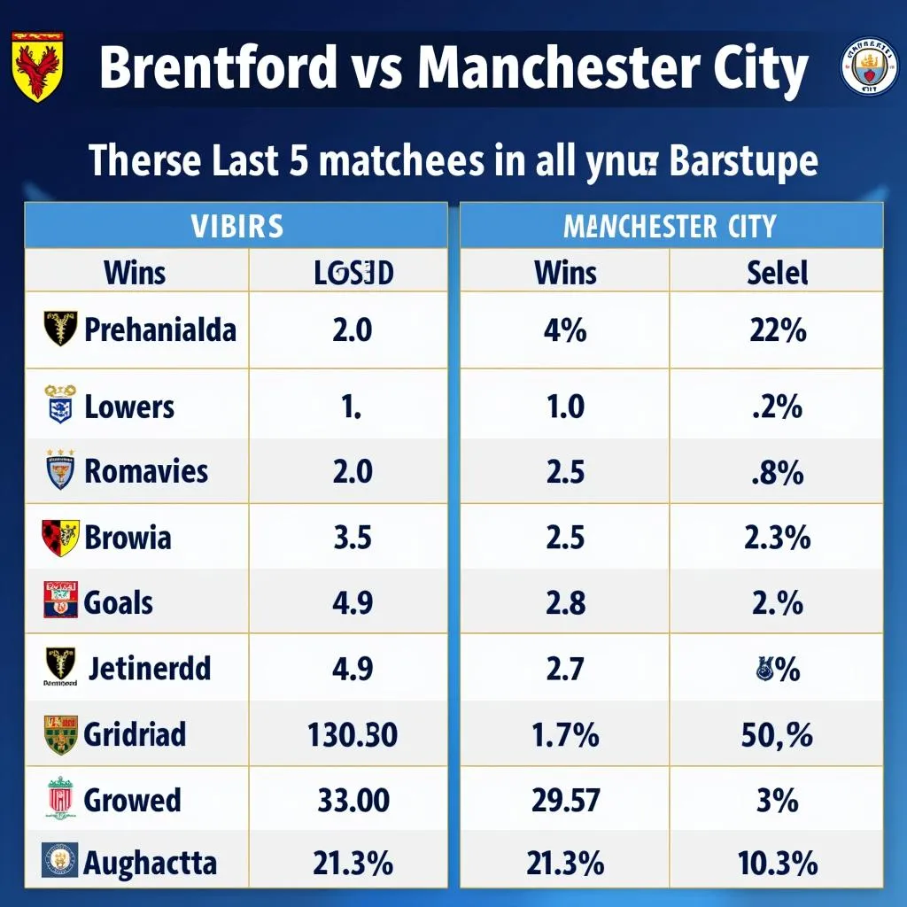 Phong độ Brentford vs Man City