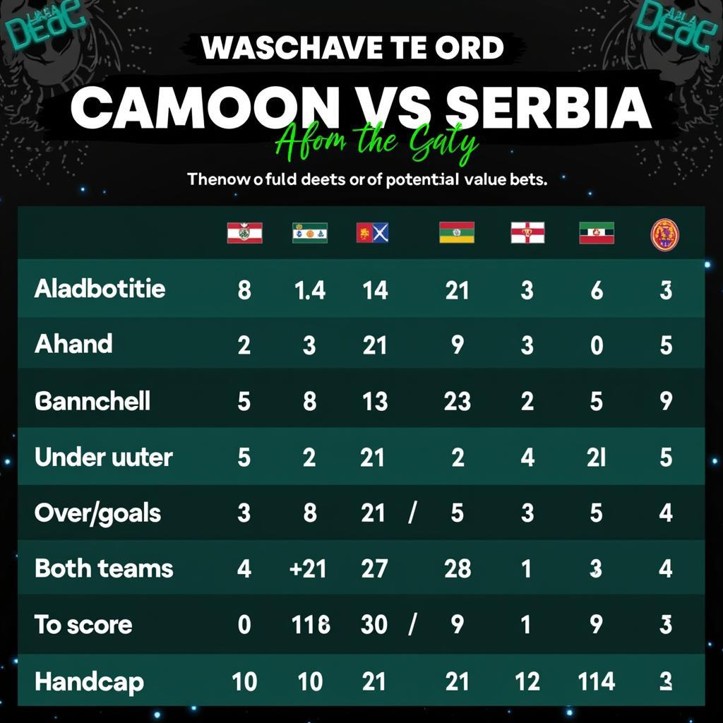 Cameroon vs Serbia soi kèo