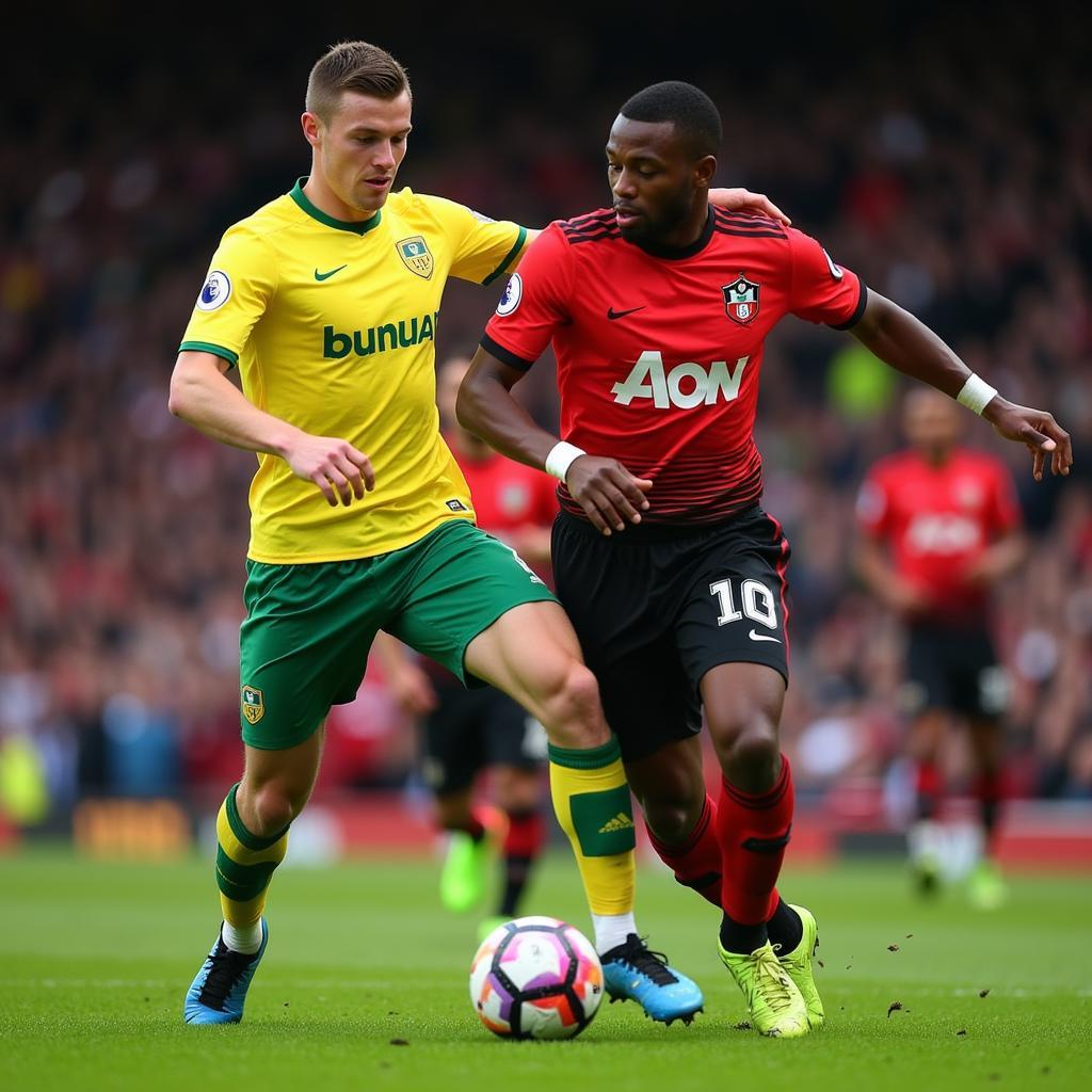 Leeds and Southampton players compete for the ball