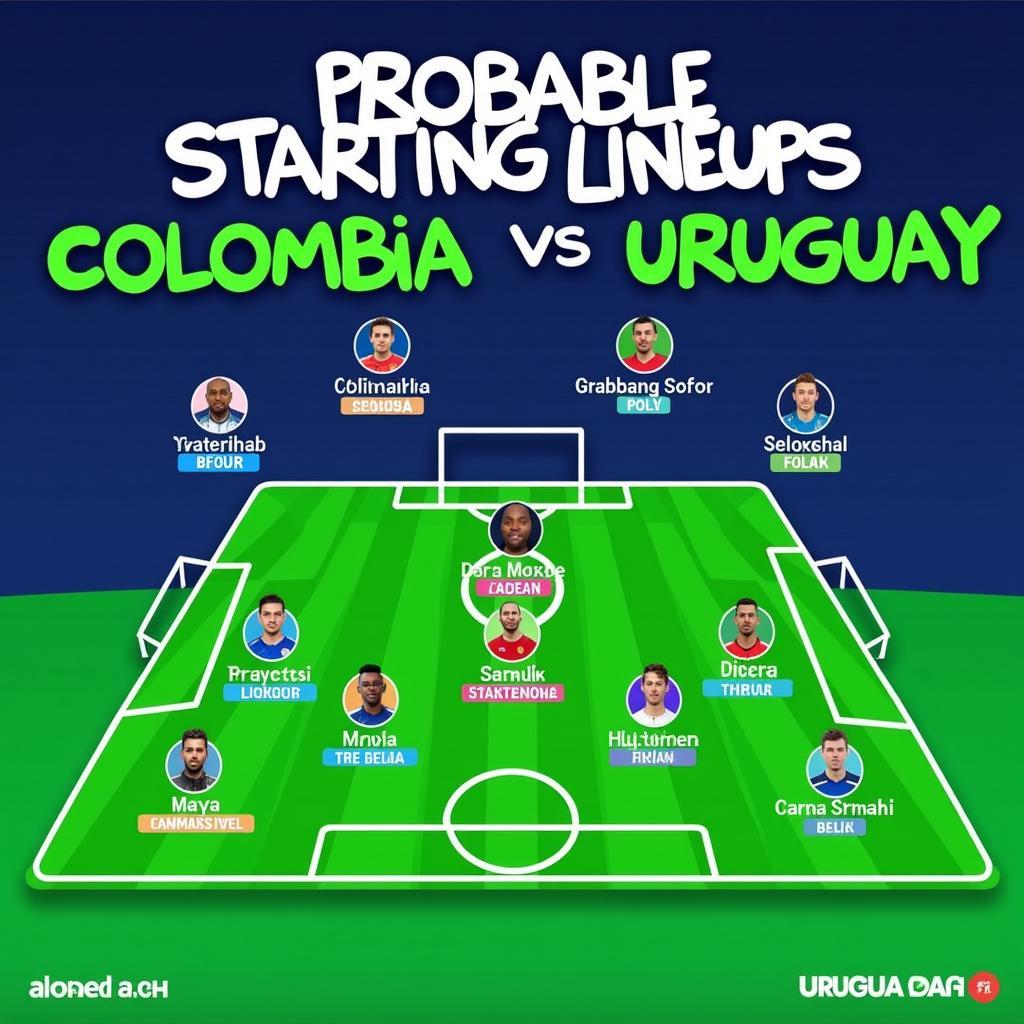 Colombia vs Uruguay - Đội hình