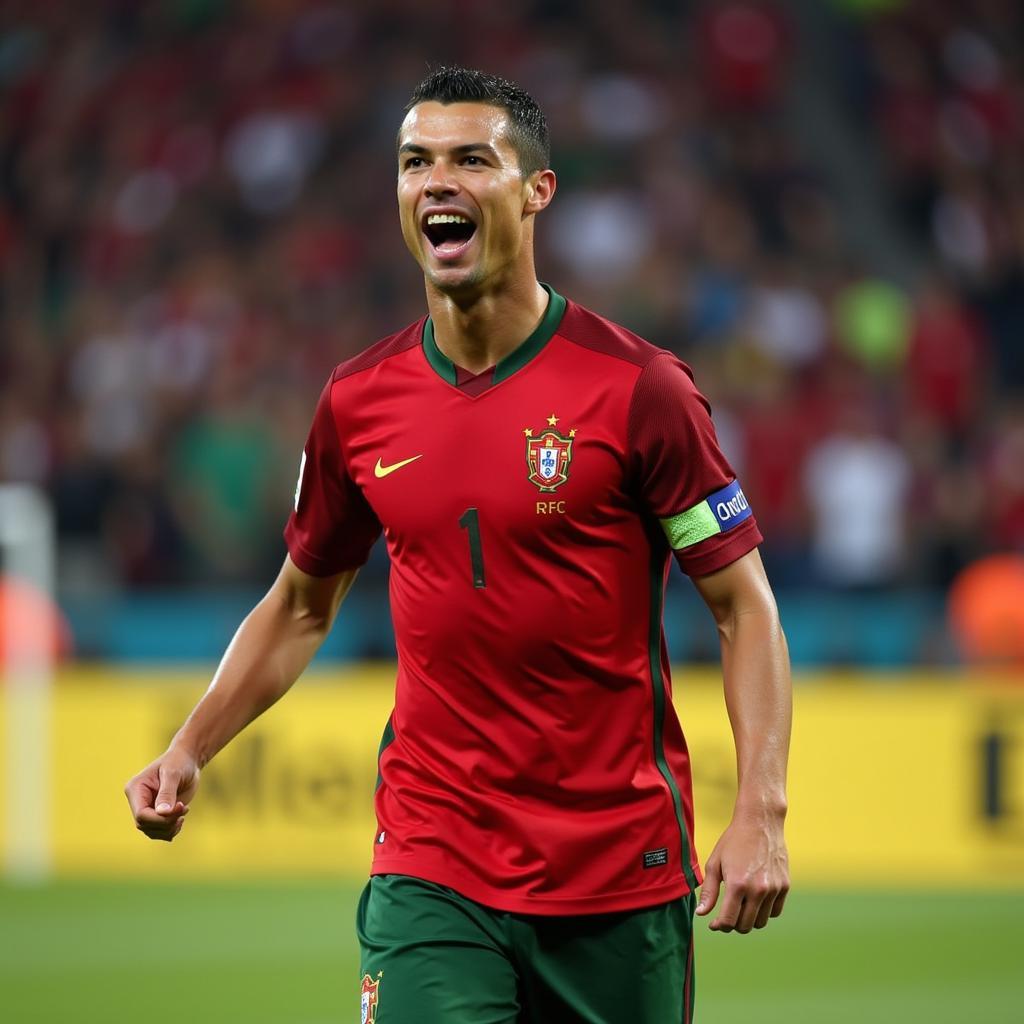 Cristiano Ronaldo ăn mừng bàn thắng cho Bồ Đào Nha