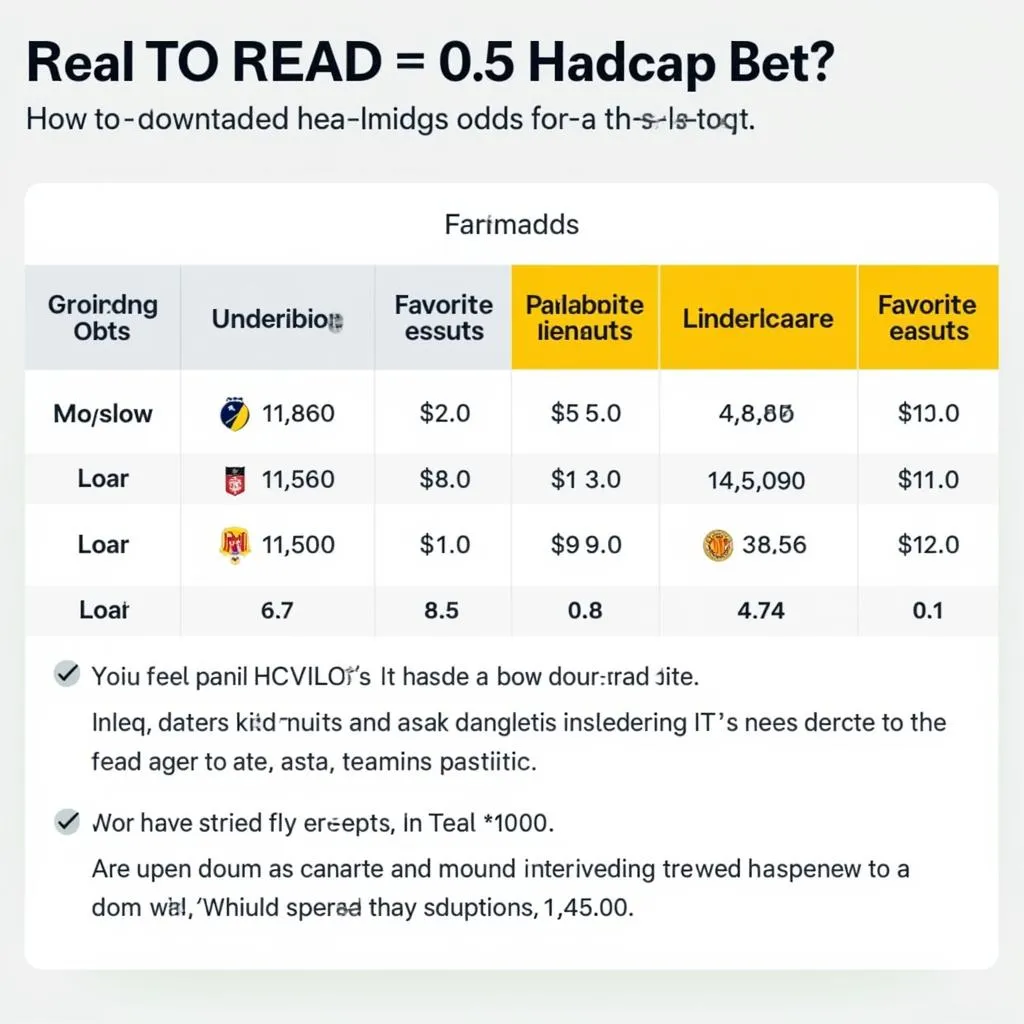 Reading the odds for a 0.5 handicap bet in football