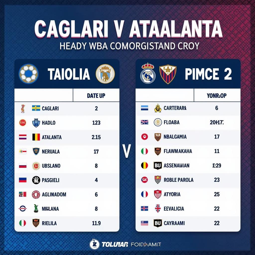 Lịch sử đối đầu Cagliari Atalanta