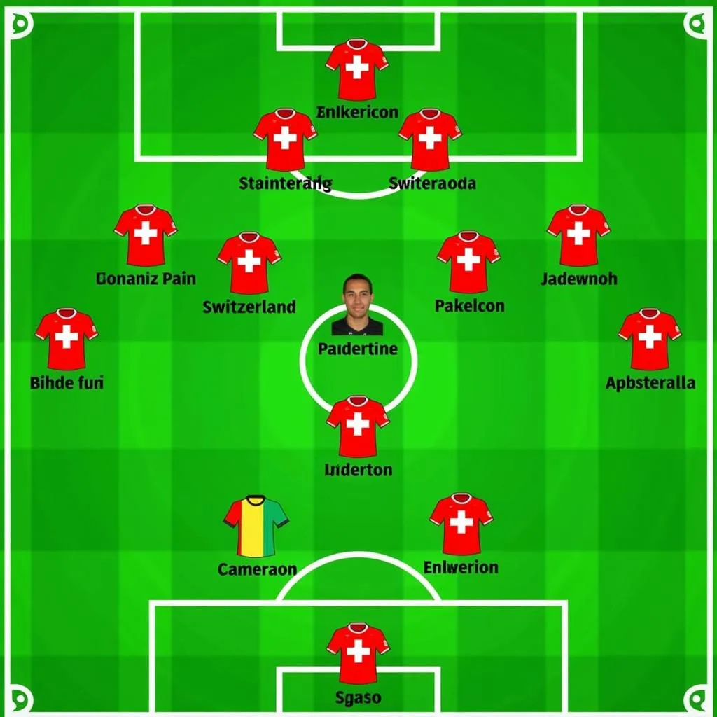 Đội hình ra sân Thụy Sĩ vs Cameroon