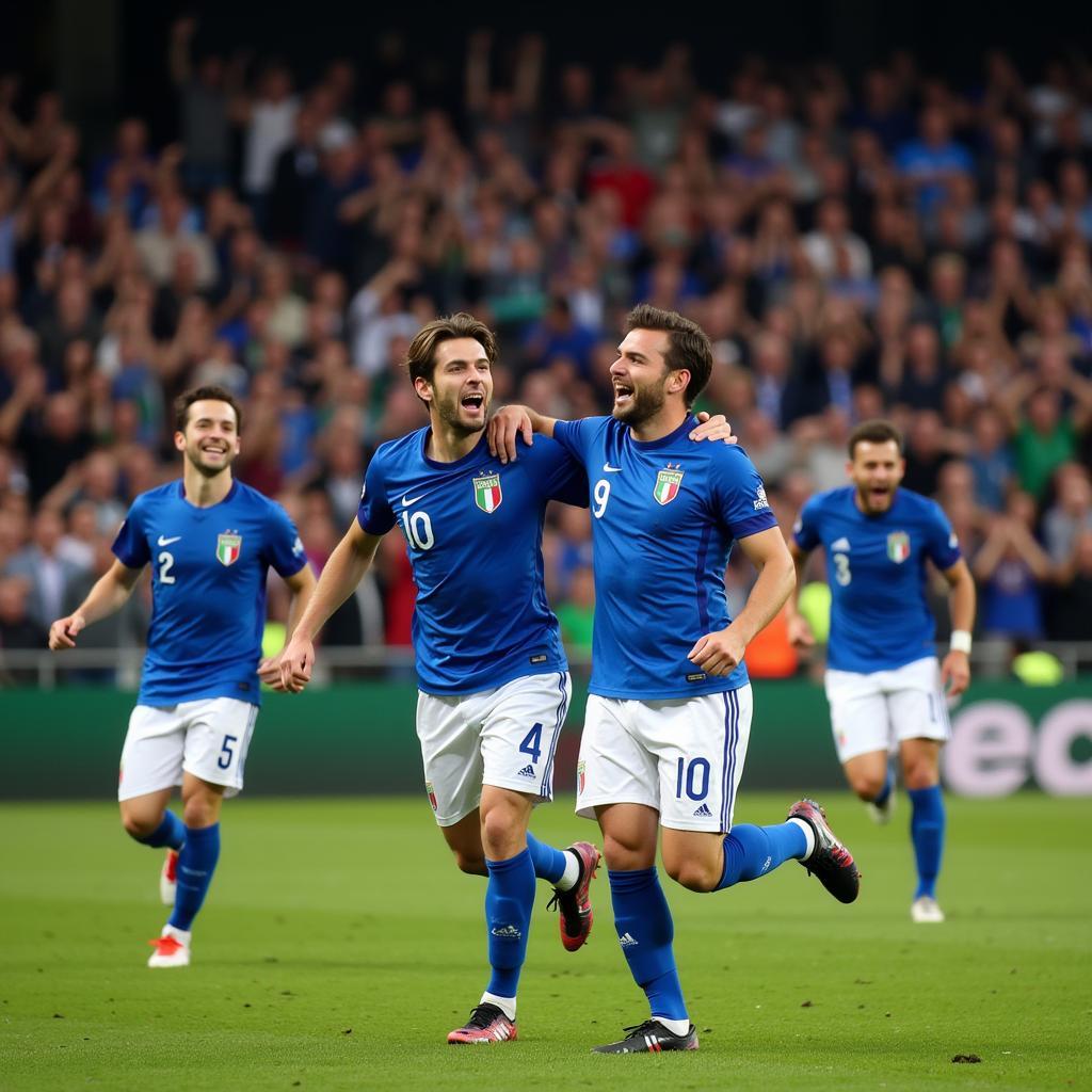 Italian players celebrating a goal