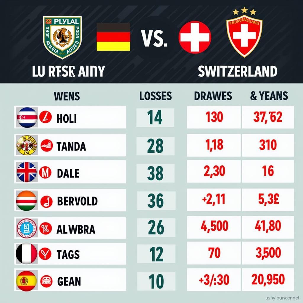 Lịch sử đối đầu Đức vs Thụy Sỹ