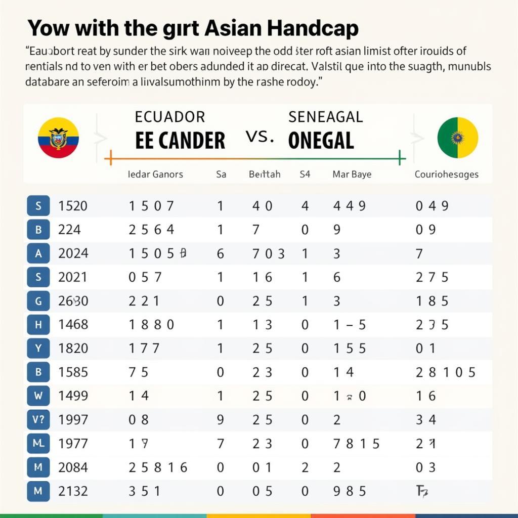 Biểu đồ tỷ lệ kèo châu Á trận Ecuador vs Senegal