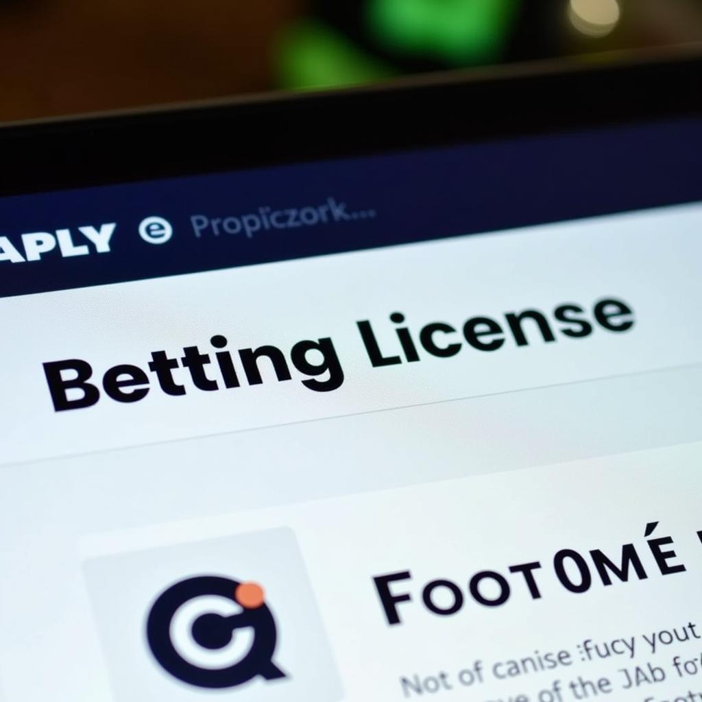 Website displaying betting license