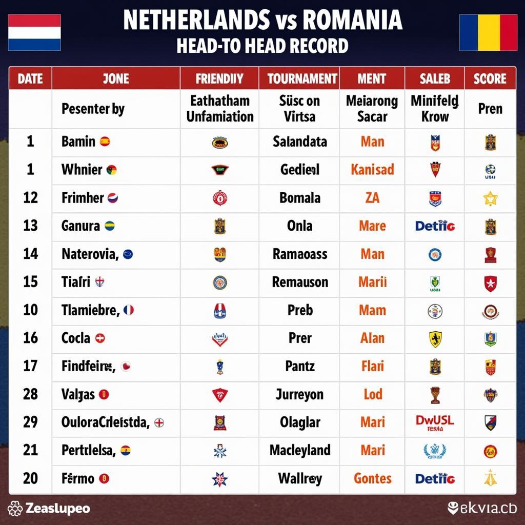 Lịch sử đối đầu Hà Lan vs Romania