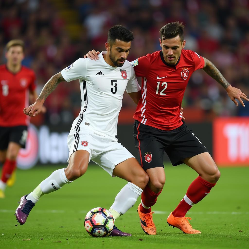 Netherlands and Turkey players battling for the ball