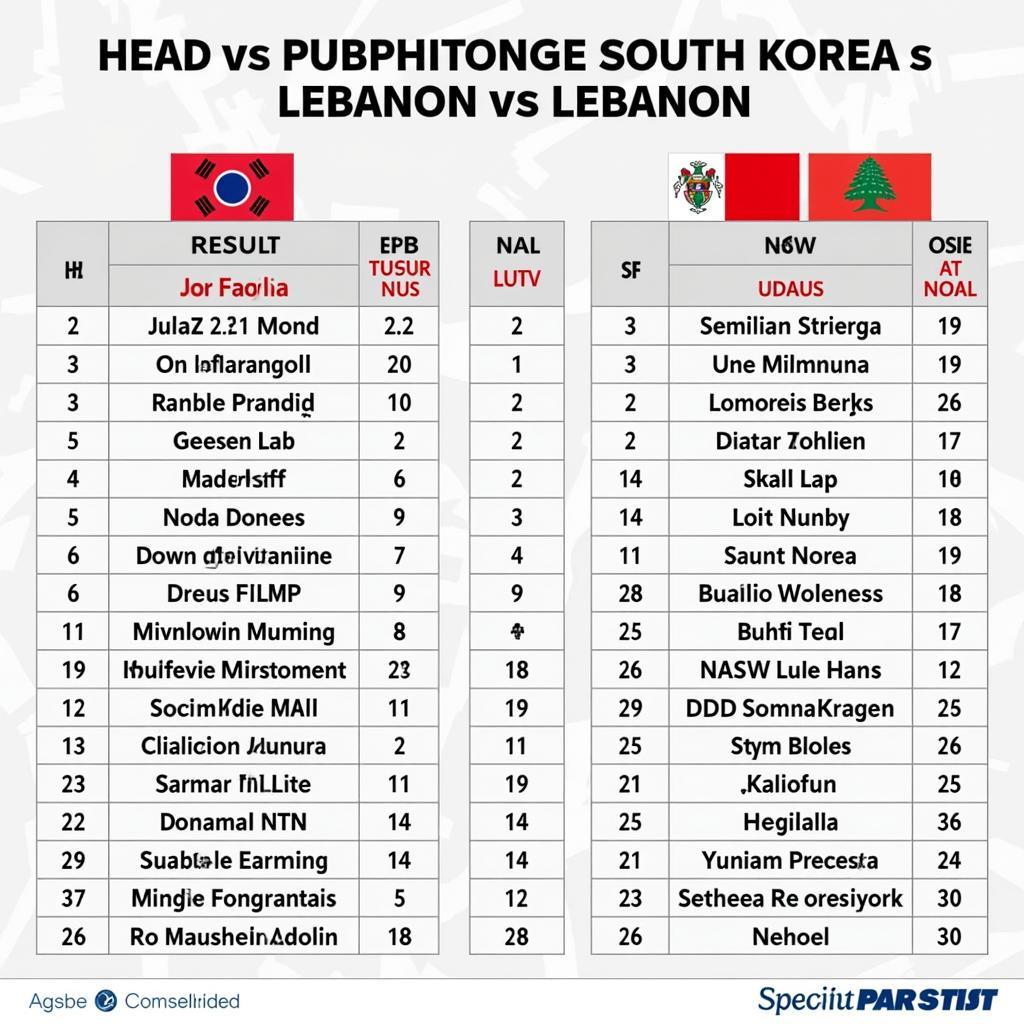 Lịch sử đối đầu Hàn Quốc vs Lebanon