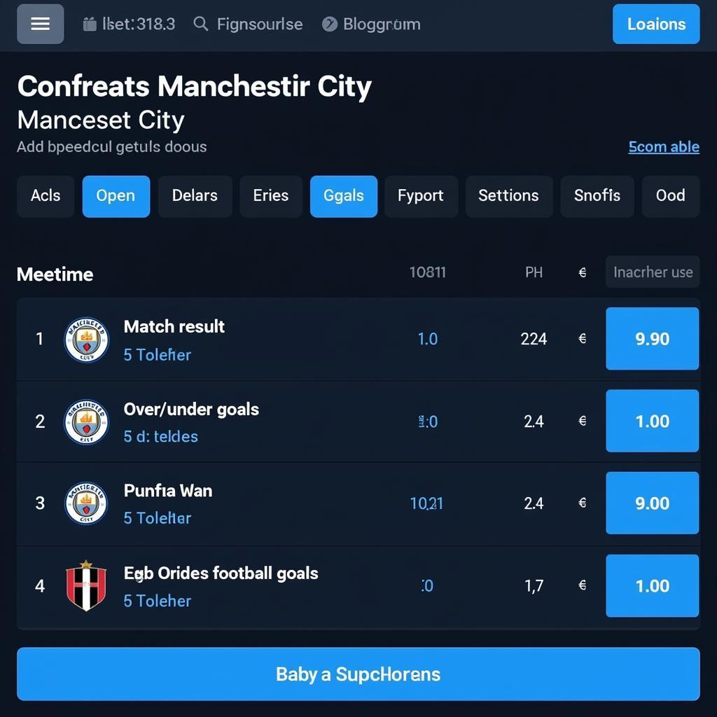 Tỷ lệ cược kèo bóng đá Manchester City