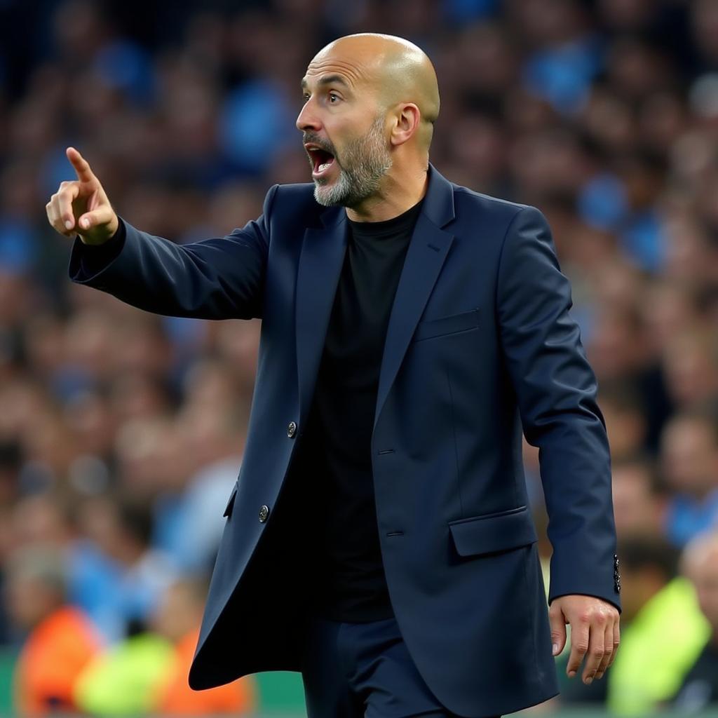 HLV Pep Guardiola chỉ đạo chiến thuật