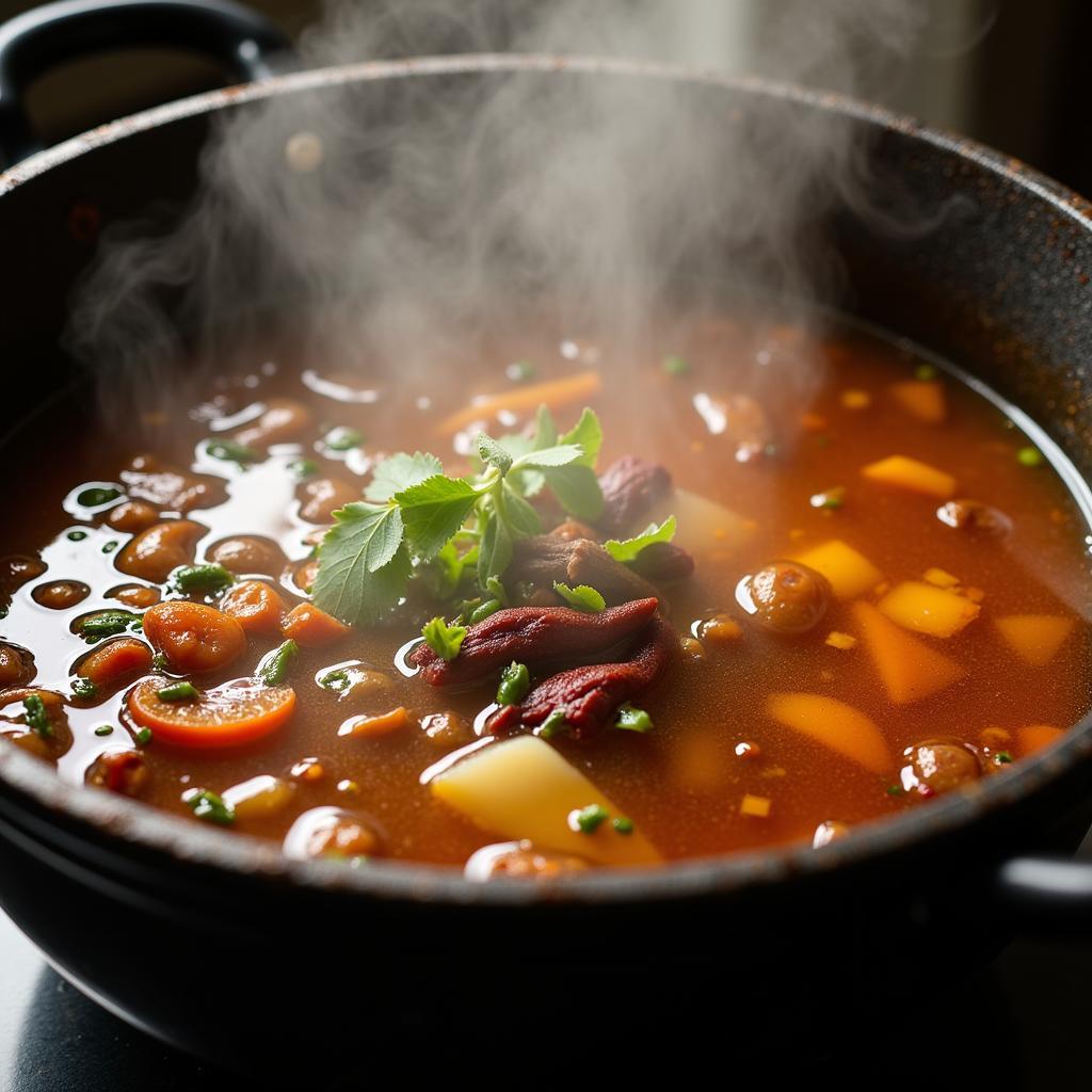 Flavorful broth of Lẩu Cá Kèo Bà Huyện Quận 18