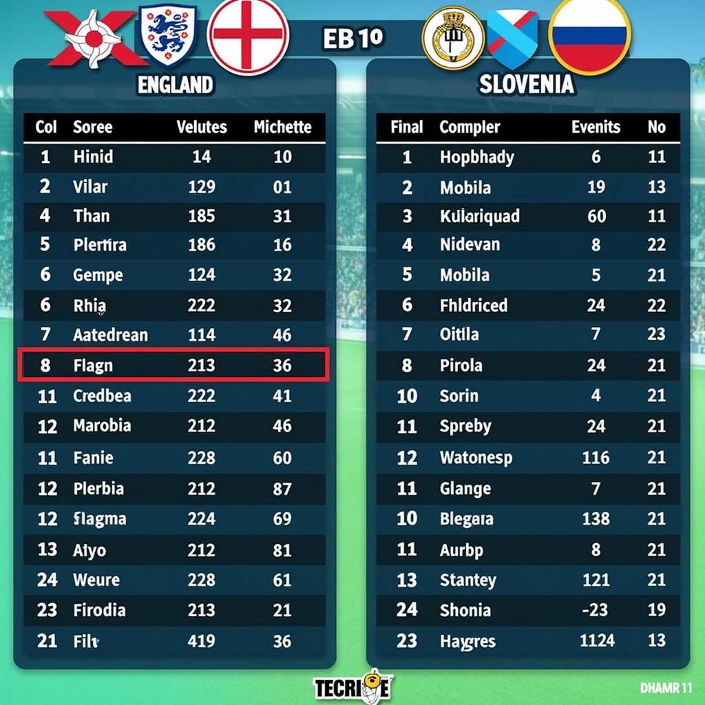 Lịch sử đối đầu Anh vs Slovenia