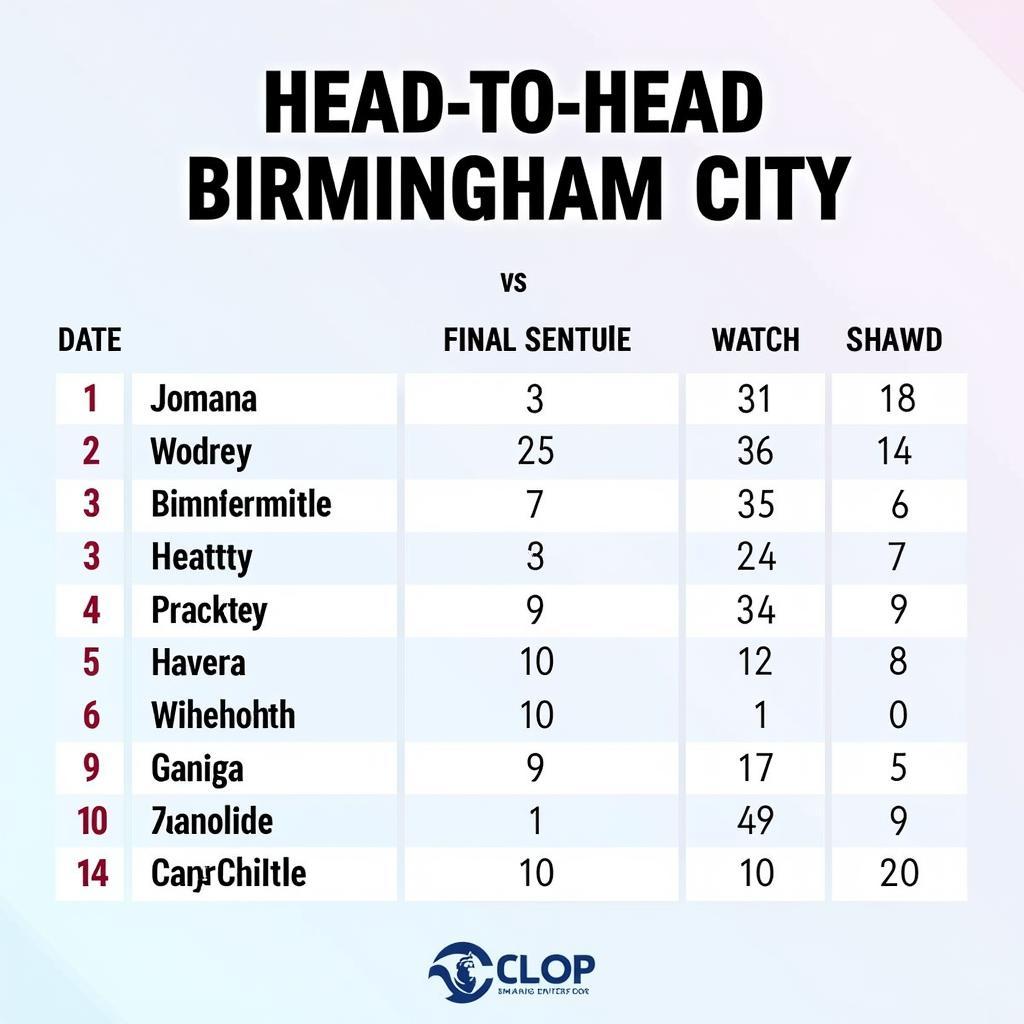 Lịch sử đối đầu Birmingham City