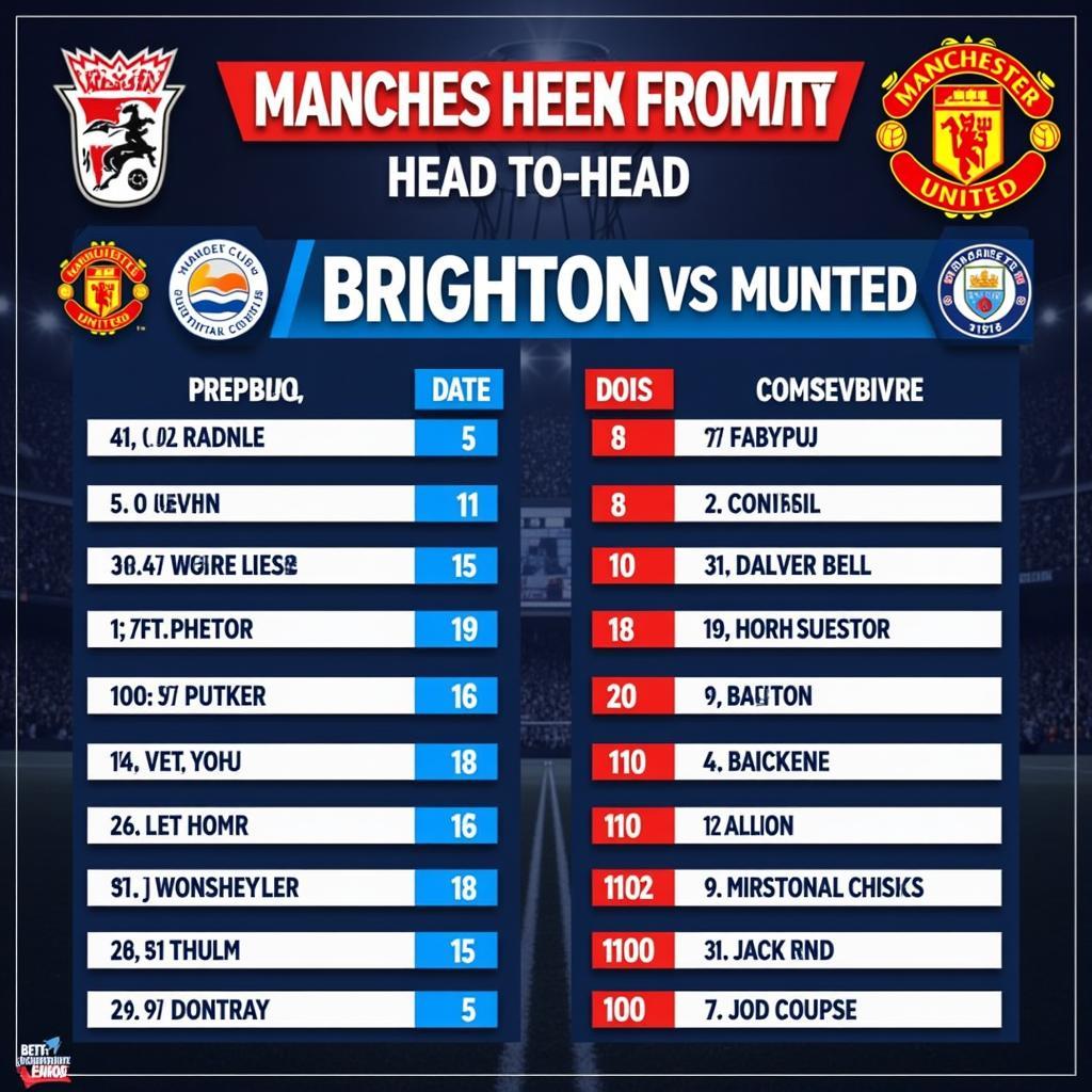 Lịch sử đối đầu Brighton vs MU