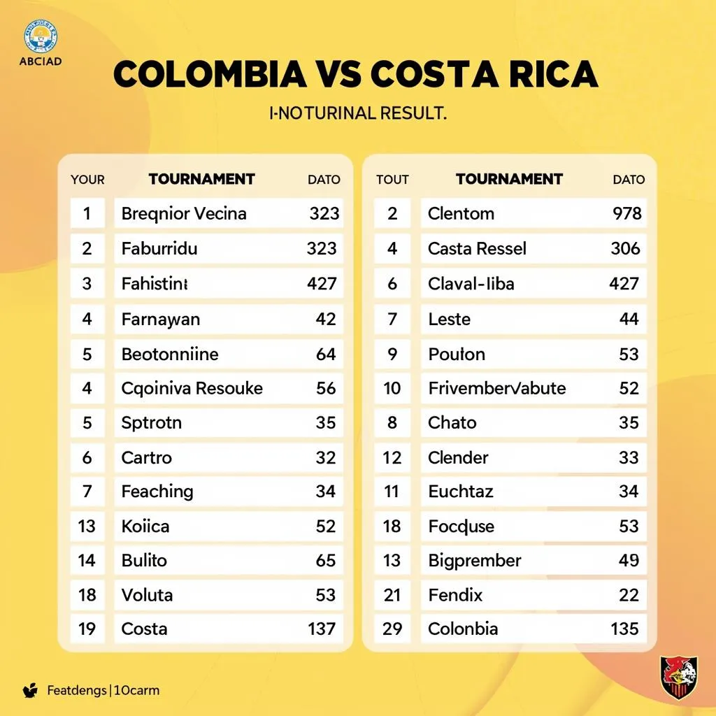 Lịch sử đối đầu Colombia Costa Rica