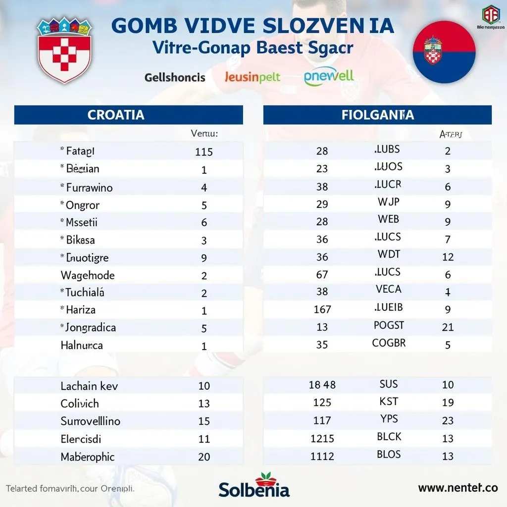 Lịch sử đối đầu Croatia vs Slovenia