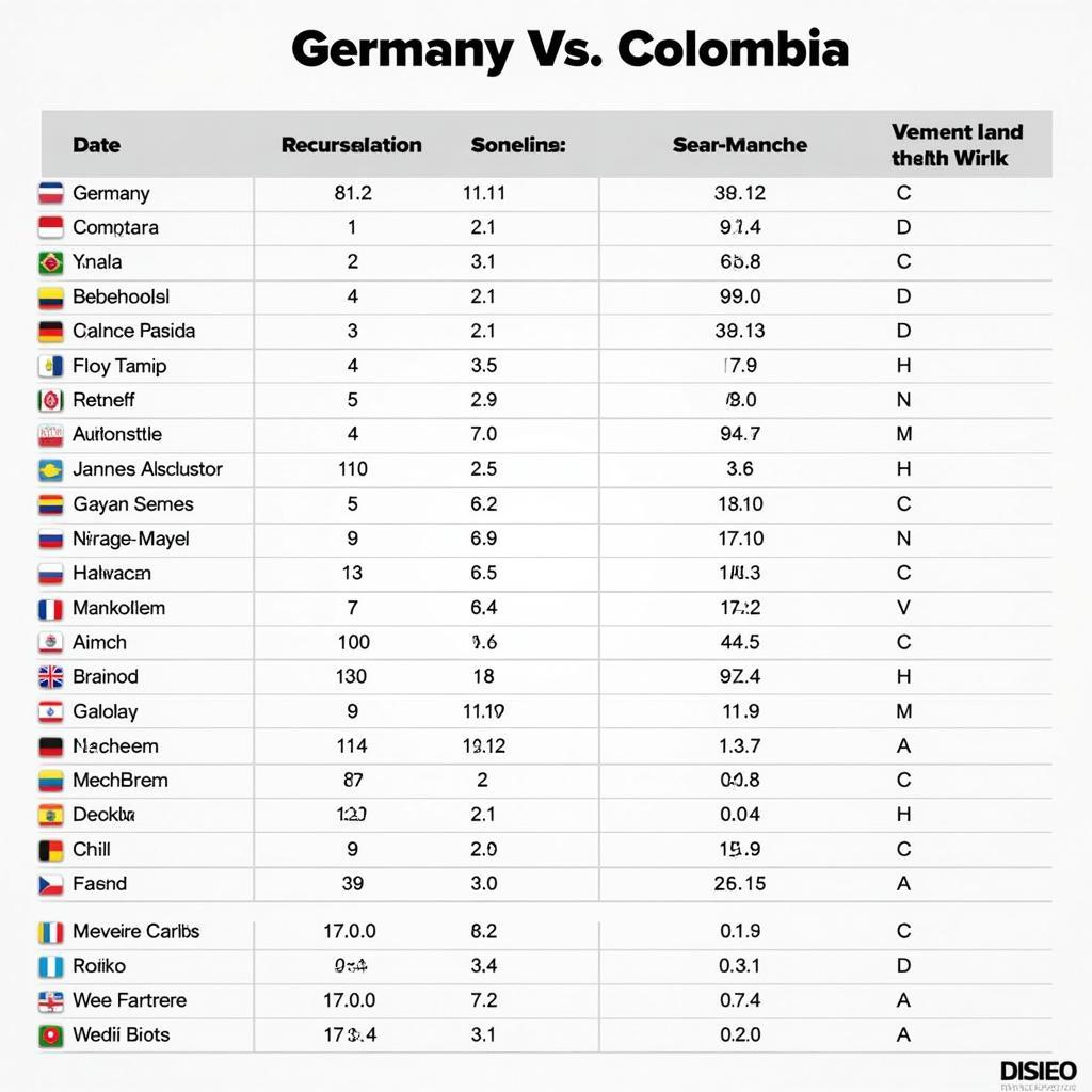 Lịch sử đối đầu Đức vs Colombia