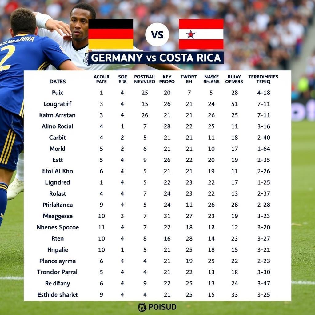 Lịch sử đối đầu Đức vs Costa Rica