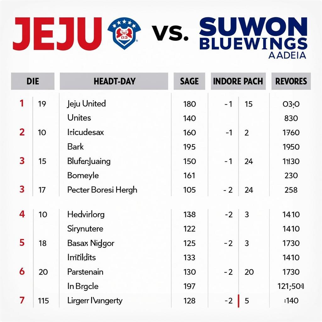 Lịch sử đối đầu Jeju vs Suwon