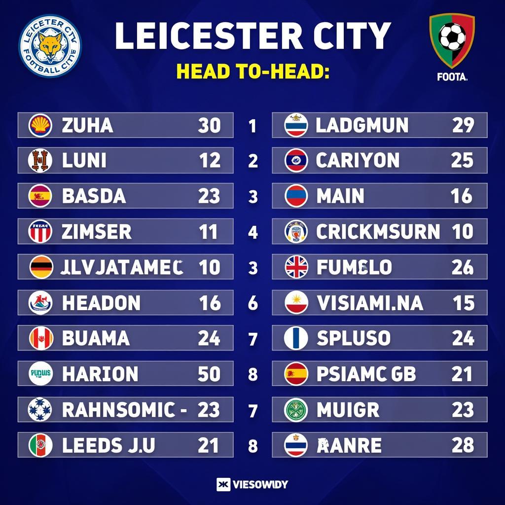 Lịch sử đối đầu Leicester City vs Đối thủ