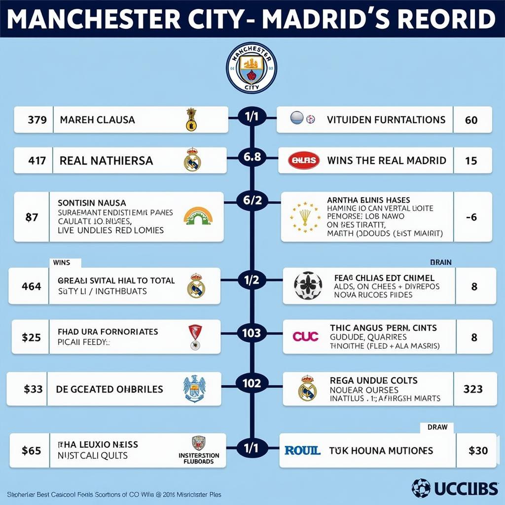 Lịch sử đối đầu Man City và Real Madrid