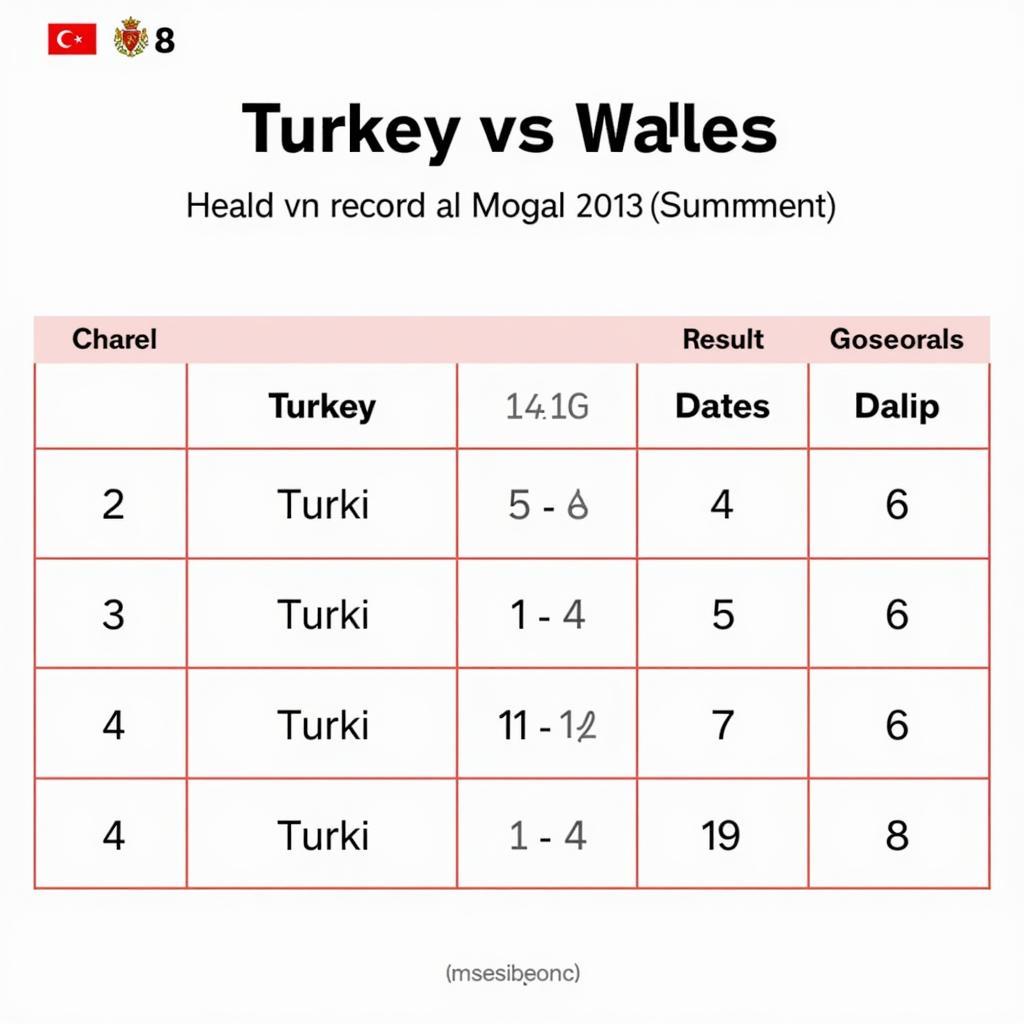 Lịch Sử Đối Đầu Thổ Nhĩ Kỳ Wales