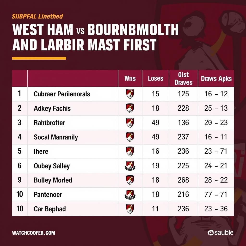 Lịch sử đối đầu West Ham vs Bournemouth