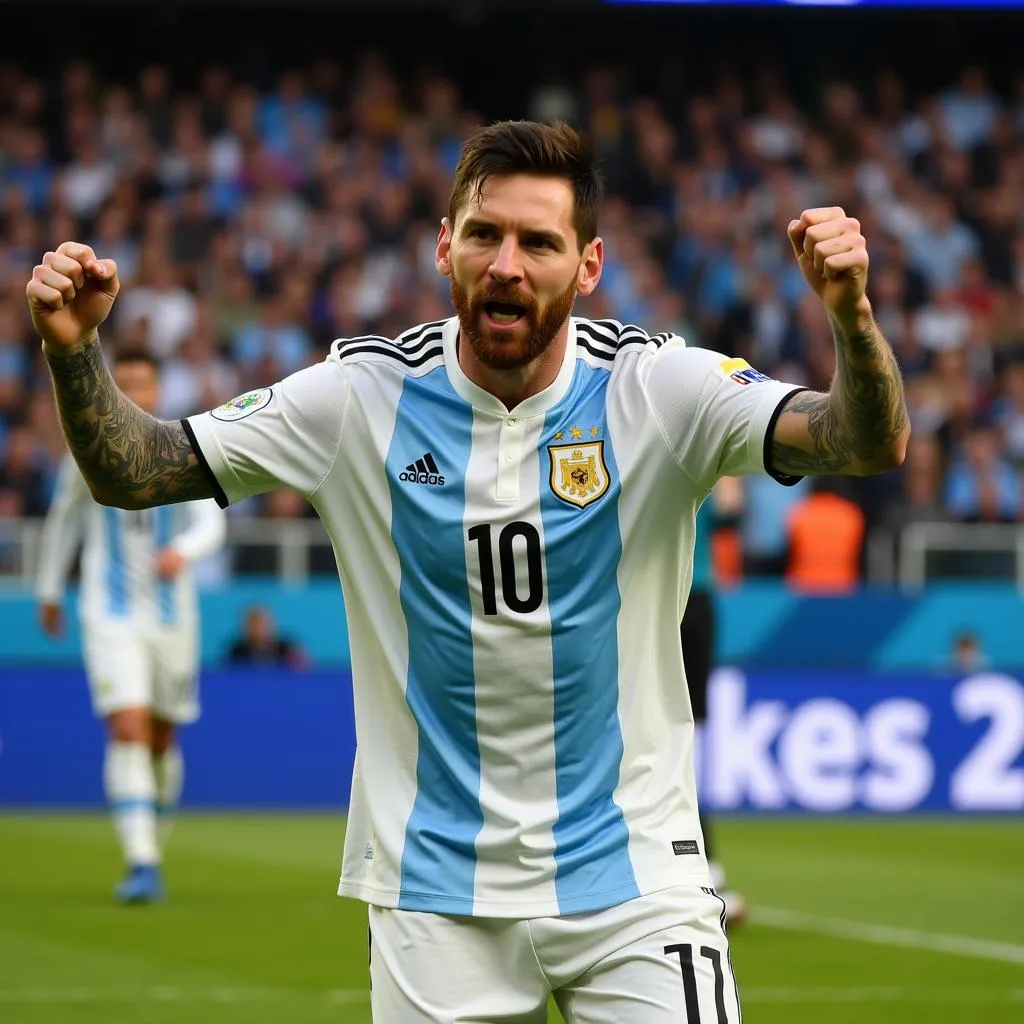 Messi ăn mừng bàn thắng cho Argentina