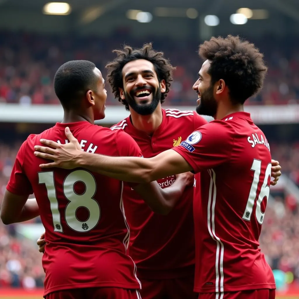 Mohamed Salah celebrates a goal for Liverpool