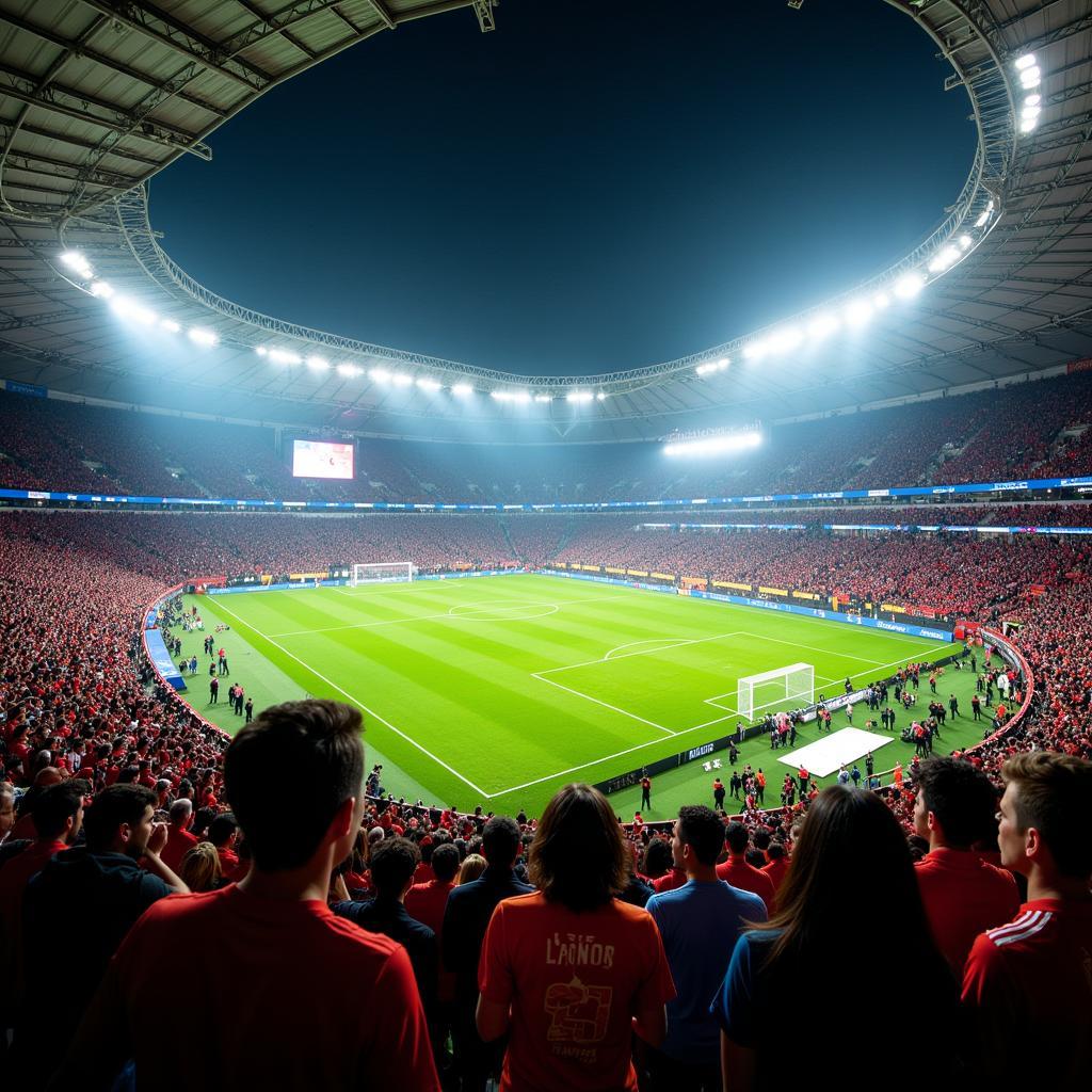 Crowded Stadium with Fans Cheering