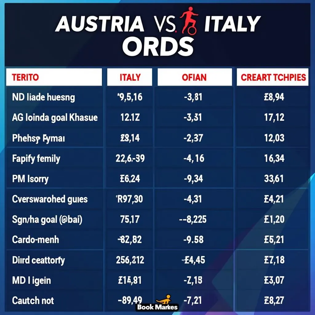 Phân tích tỷ lệ cược trận đấu giữa Áo và Ý