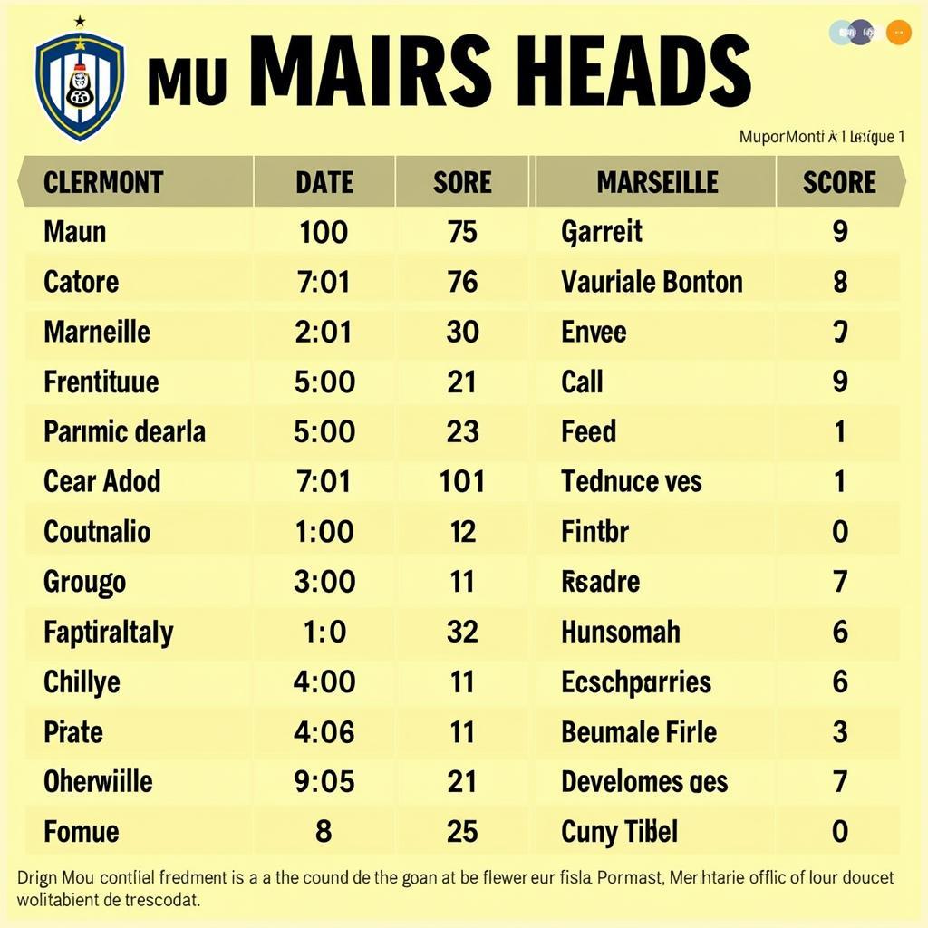 Lịch sử đối đầu Clermont vs Marseille