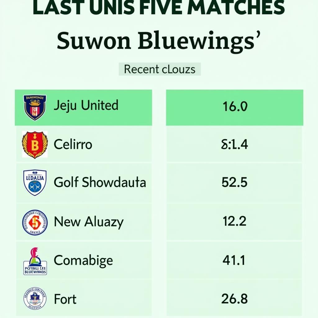 Phong độ gần đây Suwon Bluewings