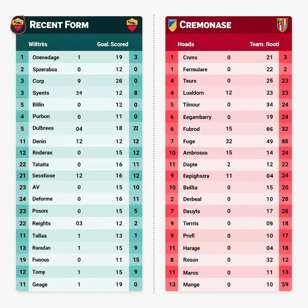 Phong độ gần nhất Roma vs Cremonese