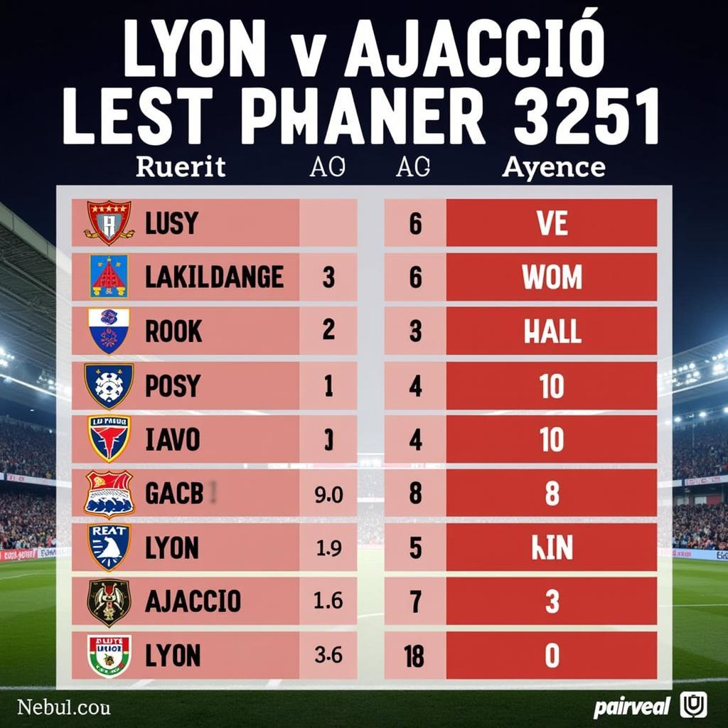 Phong độ Lyon và Ajaccio 5 trận gần nhất