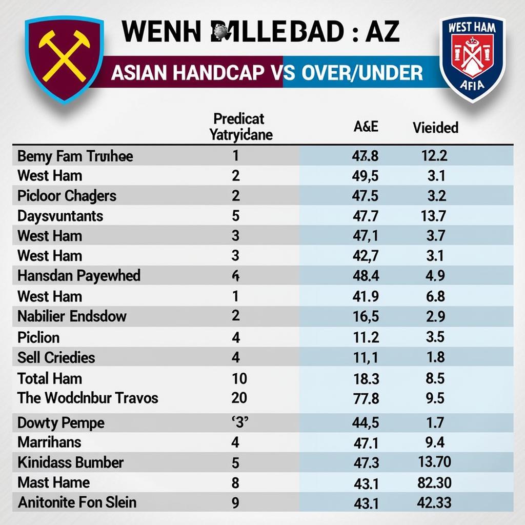 Phân tích tỷ lệ kèo châu Á và Tài Xỉu trận đấu West Ham vs AZ