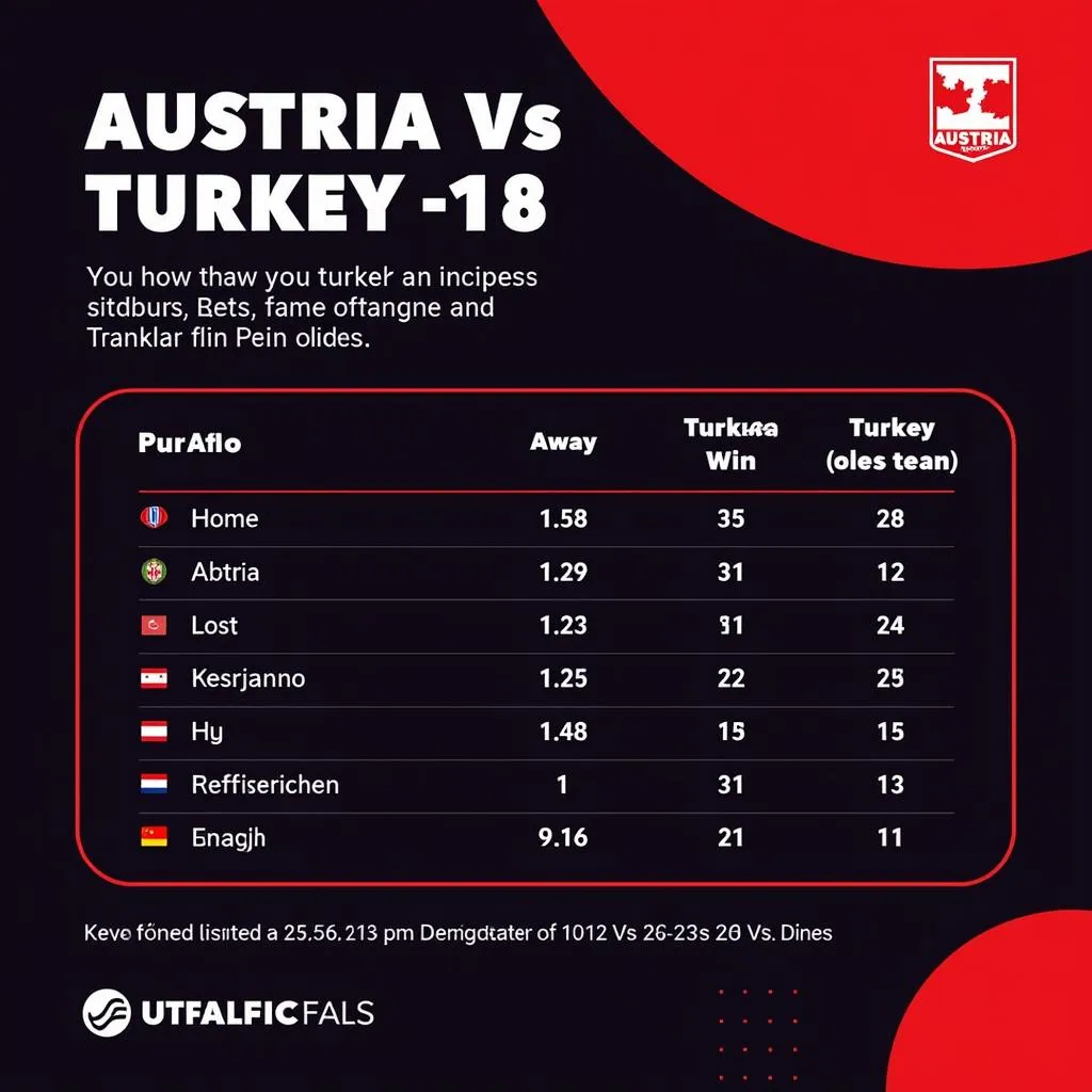 Tỷ lệ kèo Áo vs Thổ Nhĩ Kỳ