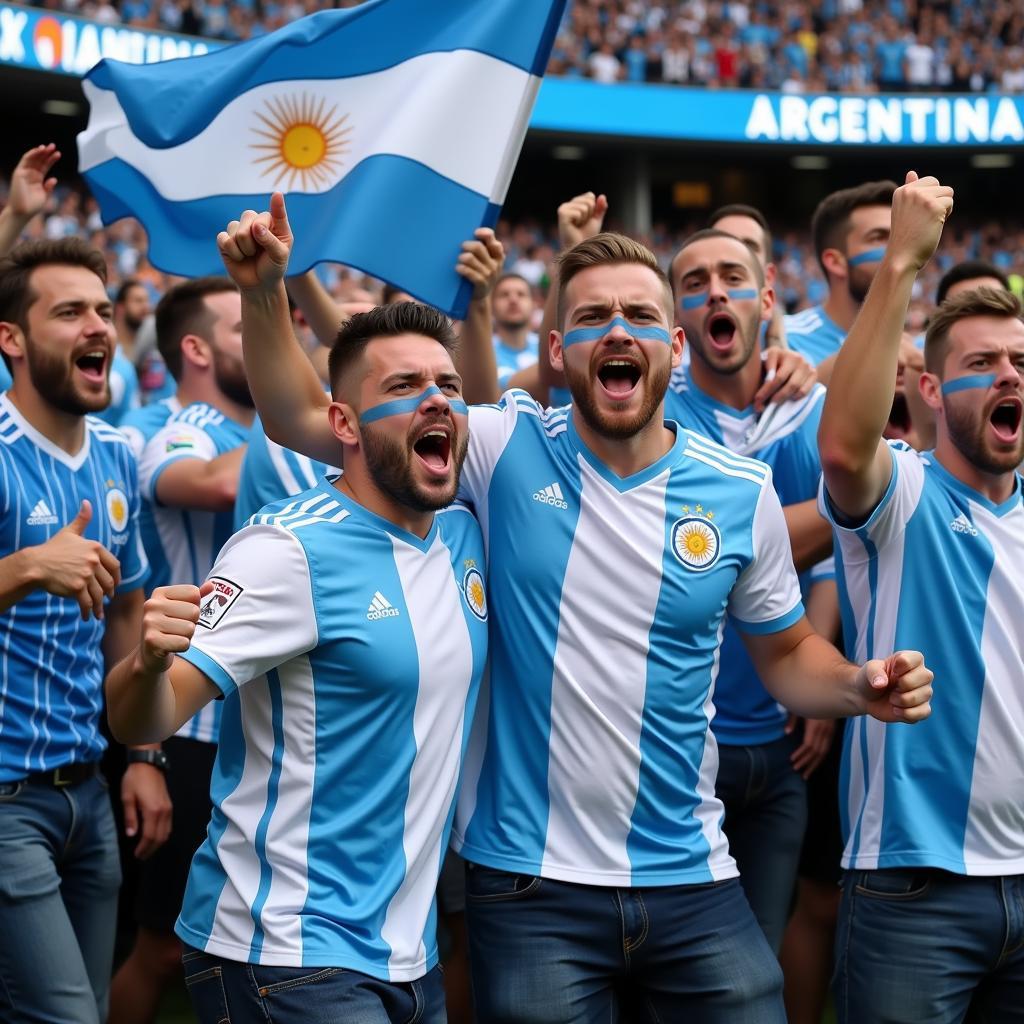 Cổ động viên Argentina ăn mừng bàn thắng