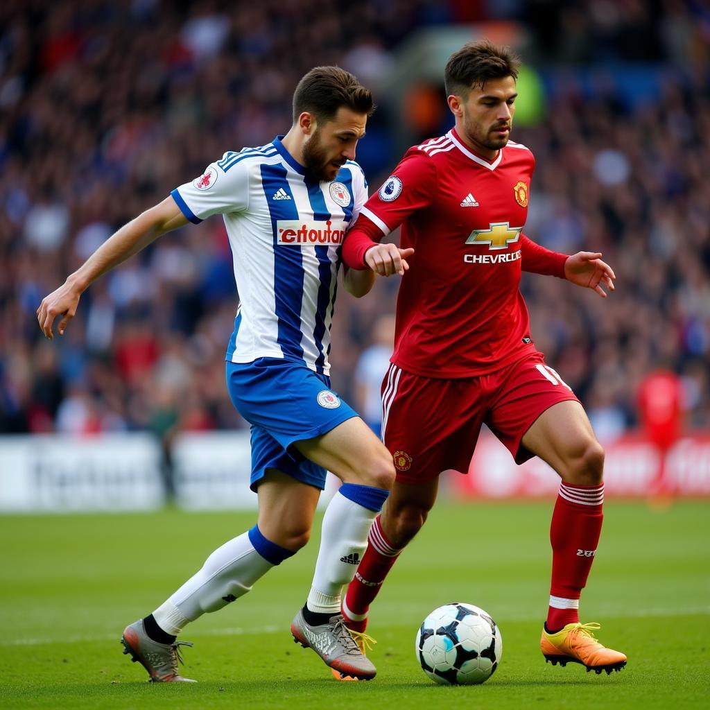 Cầu thủ hai đội Brighton vs Nottingham Forest trong một pha tranh chấp