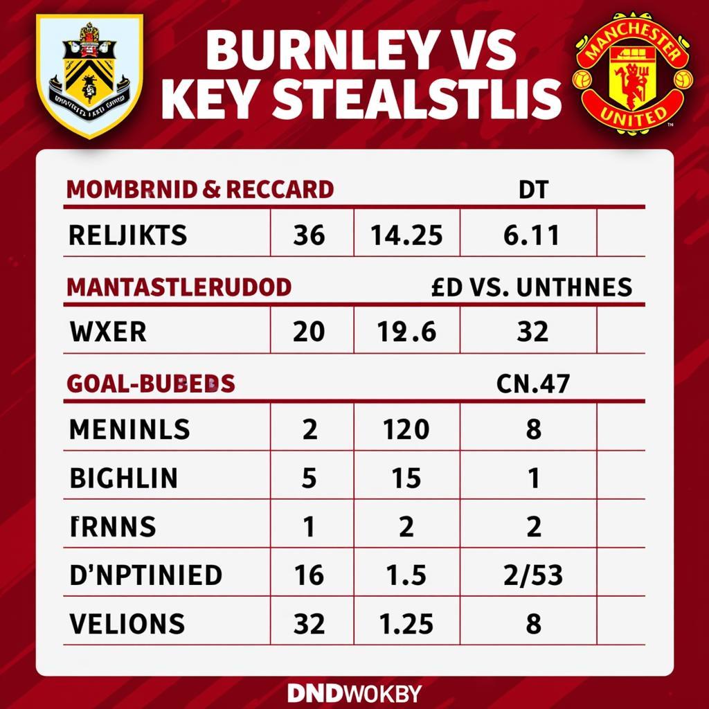 Burnley vs MU statistics