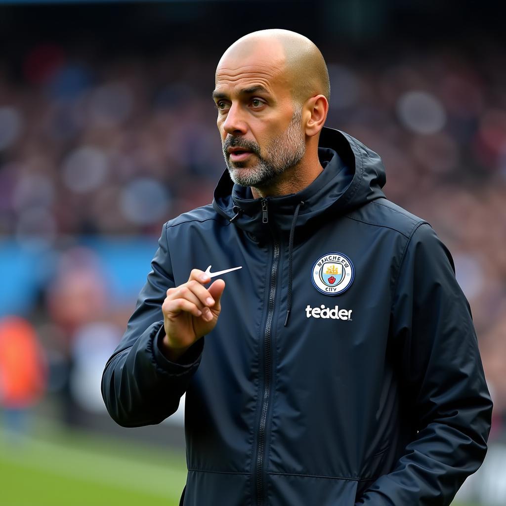 Huấn luyện viên Pep Guardiola chỉ đạo chiến thuật