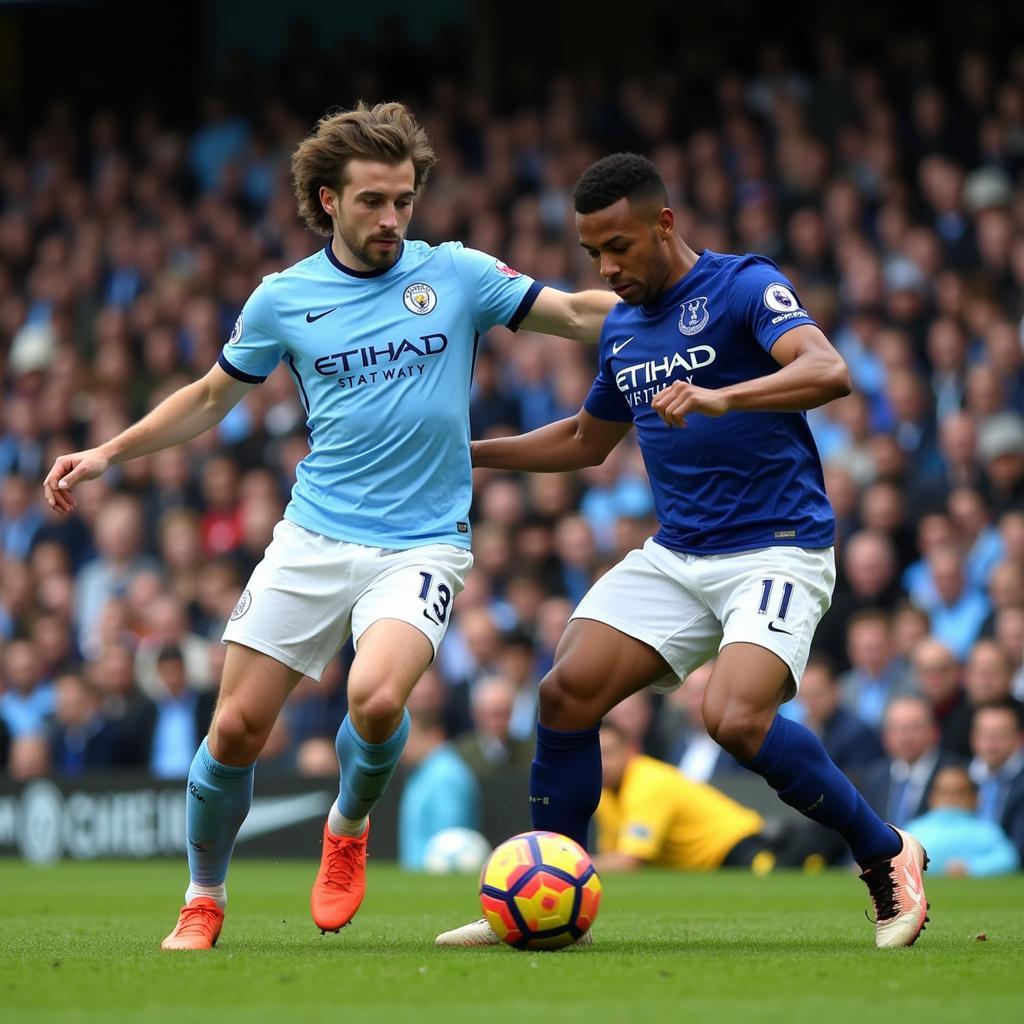 Trận đấu giữa Man City và Everton trên sân Etihad