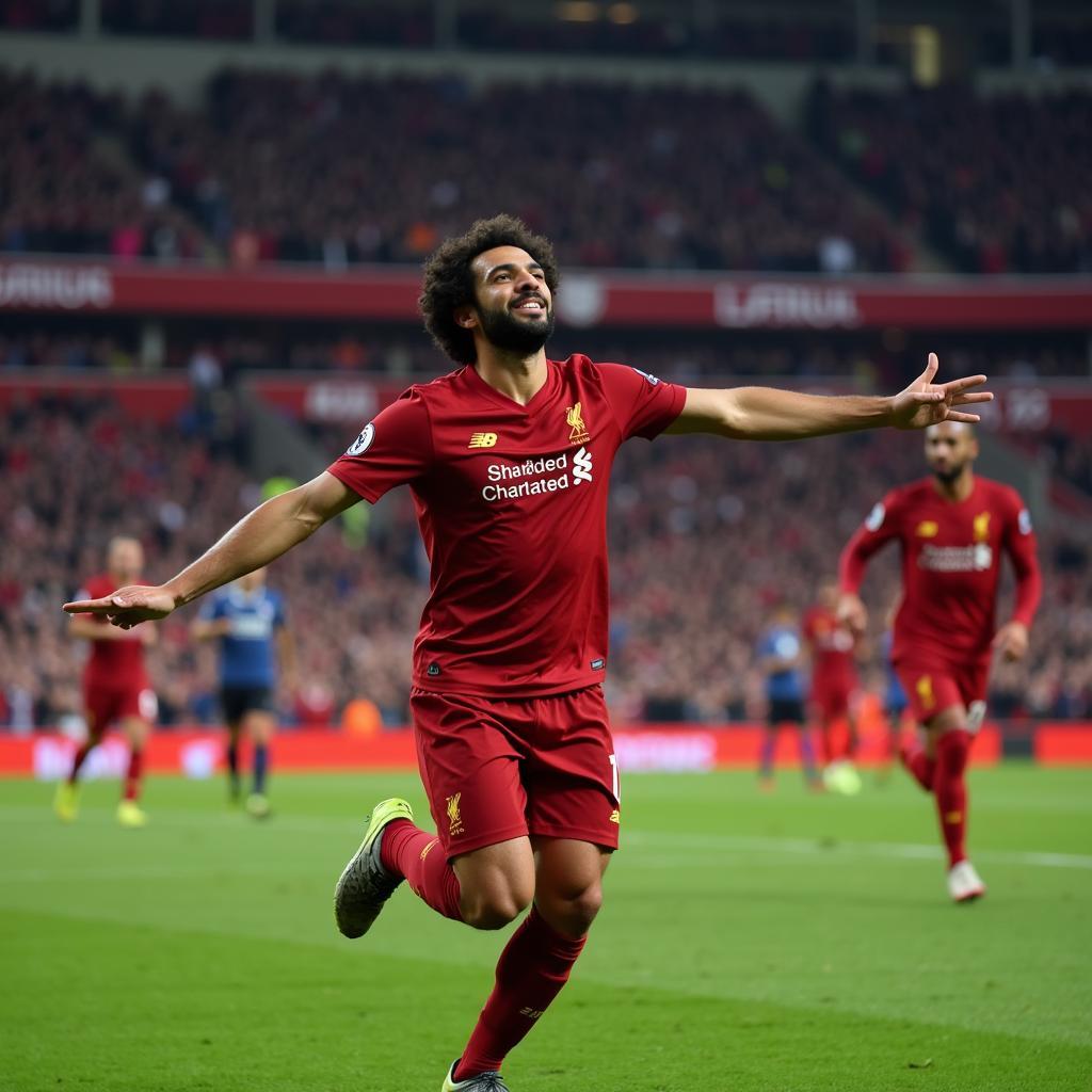 Mohamed Salah ăn mừng bàn thắng