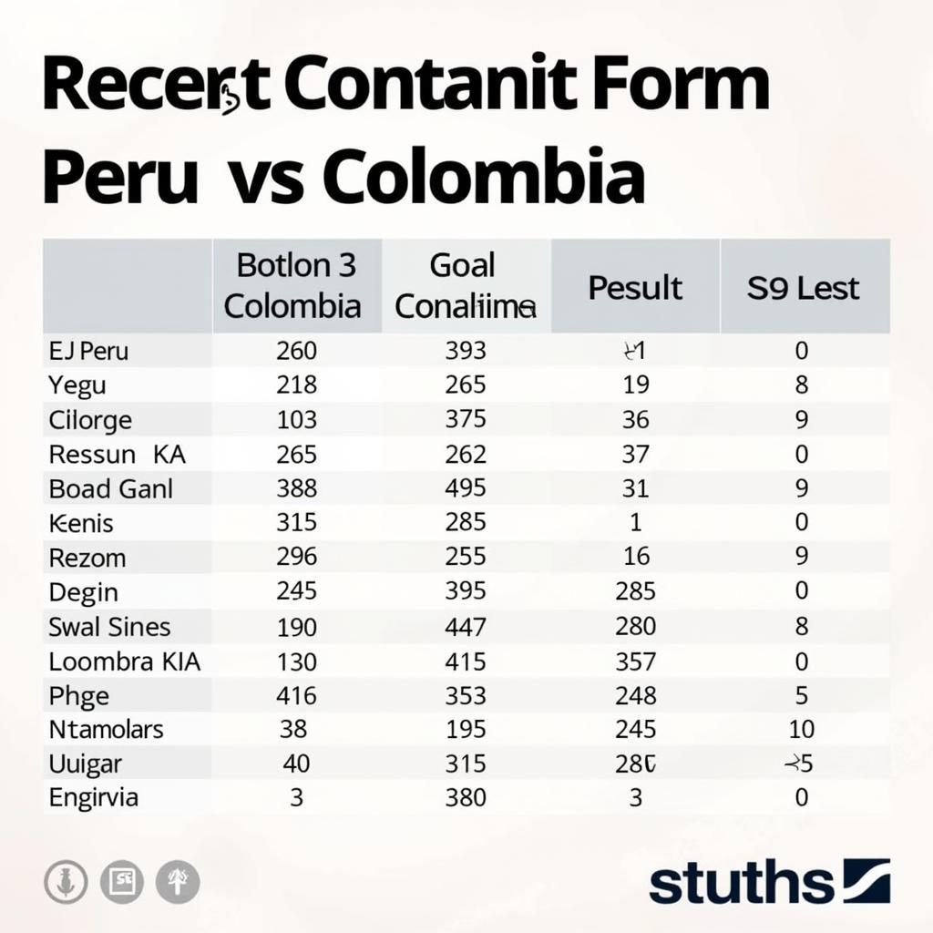 Biểu đồ phân tích phong độ Peru và Colombia