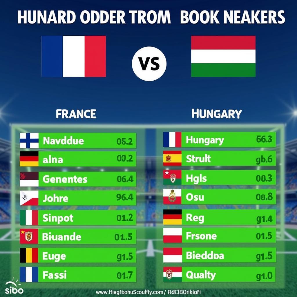 Graphical representation of France vs Hungary odds comparison from different bookmakers