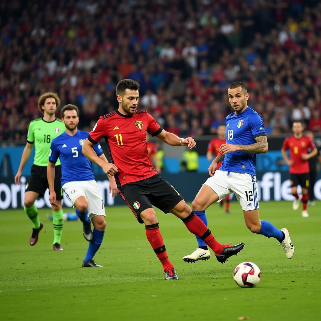 The thrilling match between Belgium and Italy with a focus on corner kicks